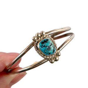 Turquoise Cuff, Sterling Silver, Vintage, Native American, Navajo, Cuff